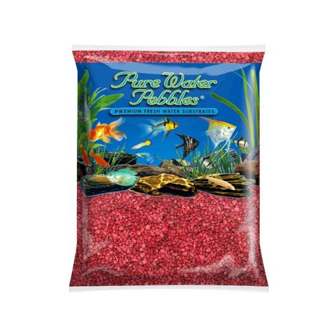 World Wide Imports Pure Water Pebbles Premium Fresh Water Color Coated Substrate - Currant Red