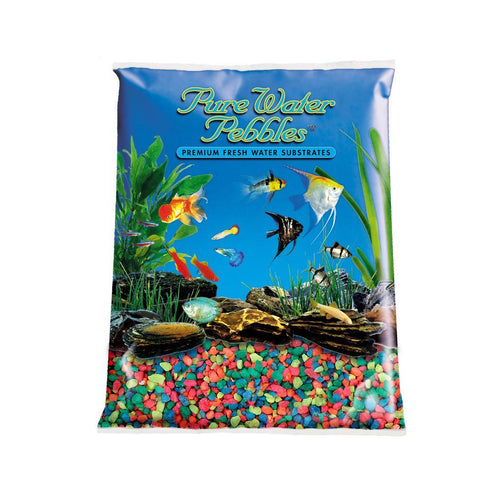 World Wide Imports Pure Water Pebbles Premium Fresh Water Neon Substrate - Neon Rainbow