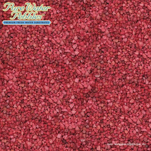 World Wide Imports Pure Water Pebbles Premium Fresh Water Color Coated Substrate - Currant Red