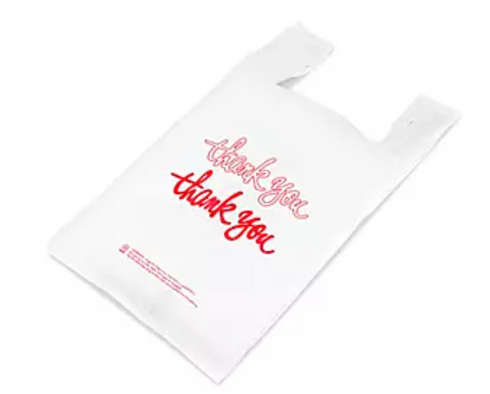 Uline T-Shirt Bags - "Thank You" Script (12" x 7" x 22", 5-Mil, 1,000 Count) - 1 Box