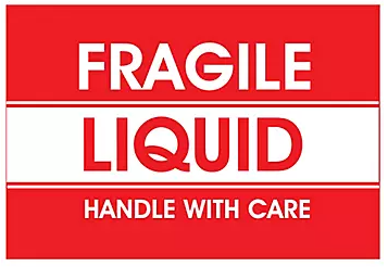 Uline "Fragile Liquid/Handle with Care" Labels (2" x 3") - 500 Count Roll