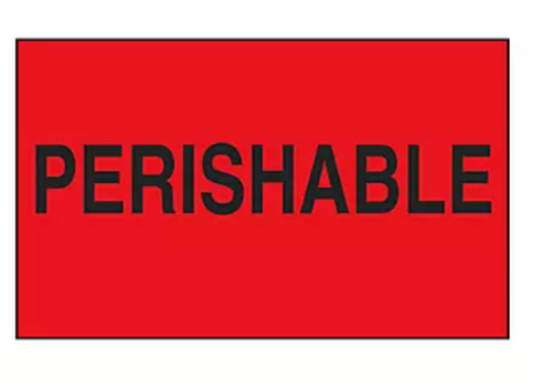 Uline "Perishable" Label (3" x 5") 100 Count Roll