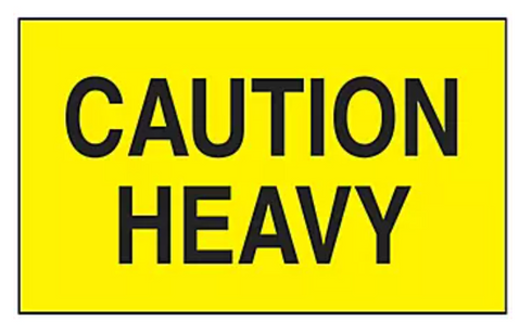Uline "Caution Heavy" Labels (3" x 5") - 500 Count Roll