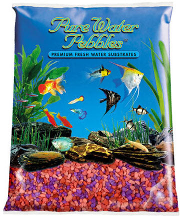 World Wide Imports Pure Water Pebbles Premium Fresh Water Neon Substrate - Fruit Delight (Neon Purple/Neon Pink/Neon Red)