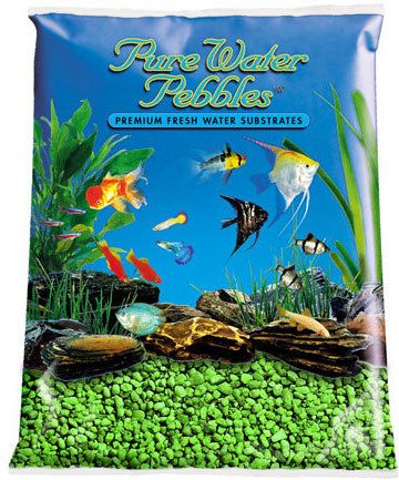 World Wide Imports Pure Water Pebbles Premium Fresh Water Neon Substrate - Neon Green
