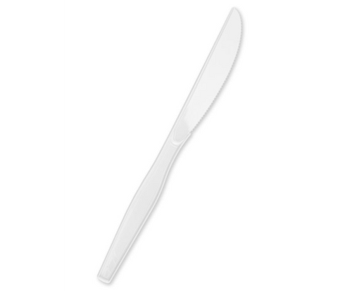 Uline White Plastic Knives (100 Count) - 1 Box