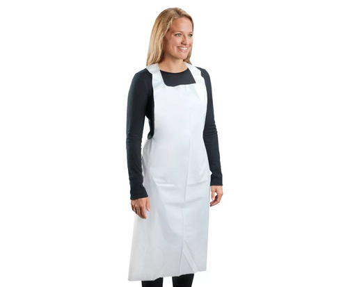 Uline White Polyethylene Apron (28" x 46", 100 Count) - 1 Box
