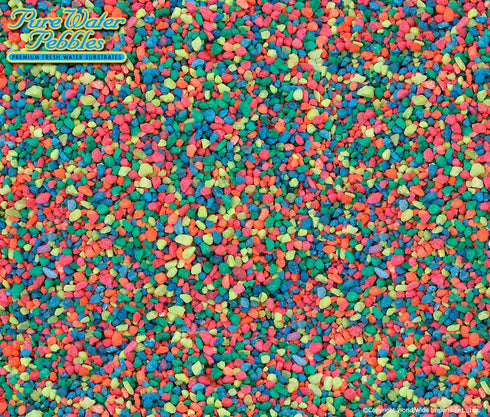 World Wide Imports Pure Water Pebbles Premium Fresh Water Neon Substrate - Neon Rainbow